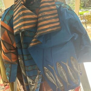 Authentic Original Style Blue and Brown silk evening jacket .